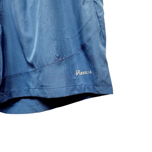 Pudolla Mens Blue Performance Running Shorts W/ Zippered Pockets Size L - Picture 4 of 6